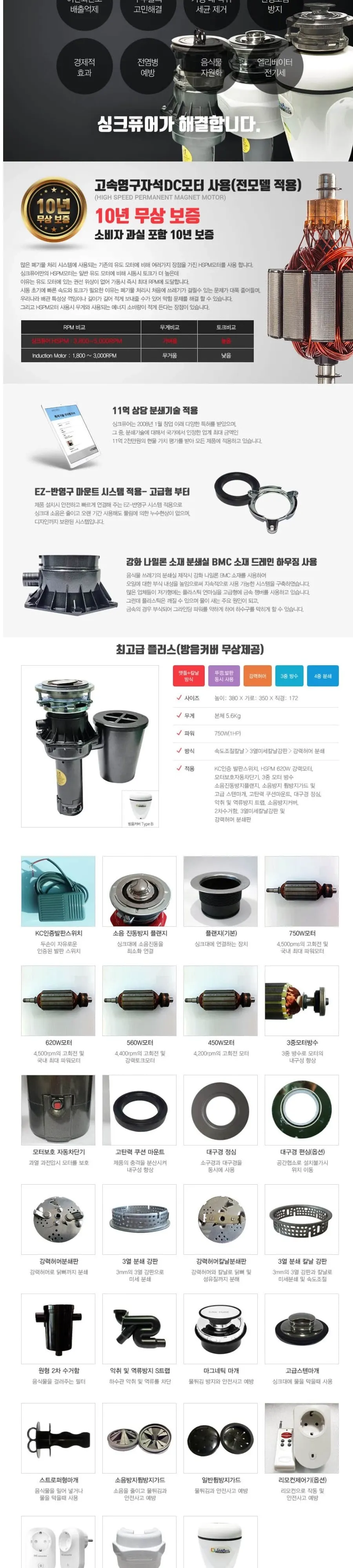 신화창조 싱크퓨어 싱크퓨어 음식물처리기 (SP-600 최고급형 플러스) 상세 2